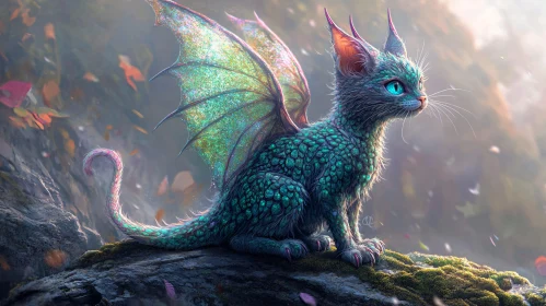 Emerald Scaled Feline Dragon Hybrid