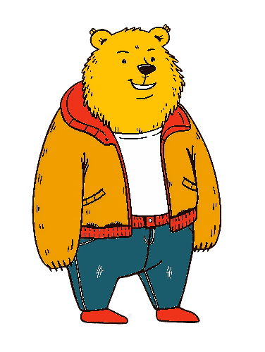 POD Design Friendly Cartoon Bear in Stylish Outfit