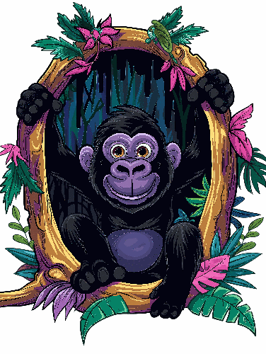 Friendly Gorilla Cartoon for Nature Enthusiasts Merchandise POD Design