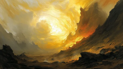 Powerful Volcanic Eruption Painting