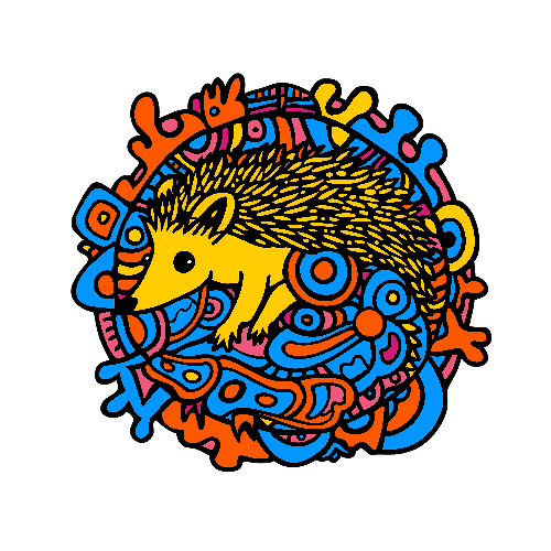 Psychedelic Cartoon Hedgehog - Colorful Animal Design POD Design