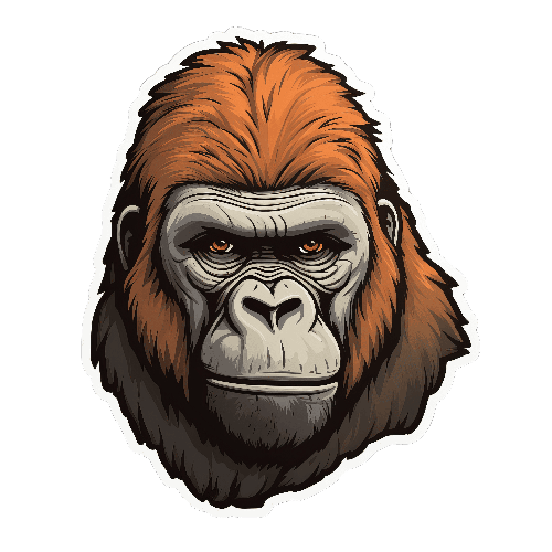 Red Fur Gorilla Cartoon for T-Shirt Printing POD Design