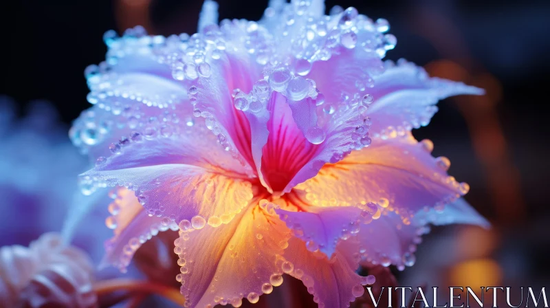 Tropical Baroque Flower with Dew Drops – A High-Quality Nature Photo AI Image