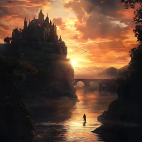 Sunset Castle on the Cliff