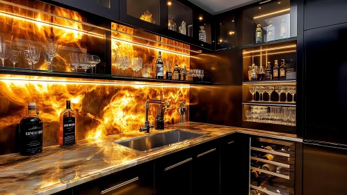 Elegant Home Bar with Onyx Backlighting