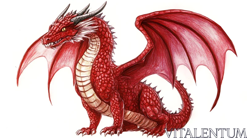 Crimson Winged Dragon Artwork AI Image