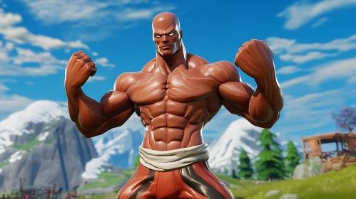 Muscular Character Displaying Power