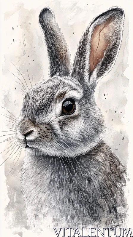 Artful Rabbit Illustration AI Image