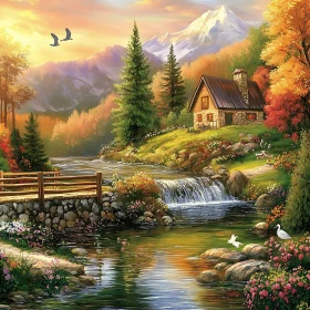 Autumn Mountain Retreat with Cabin and Stream