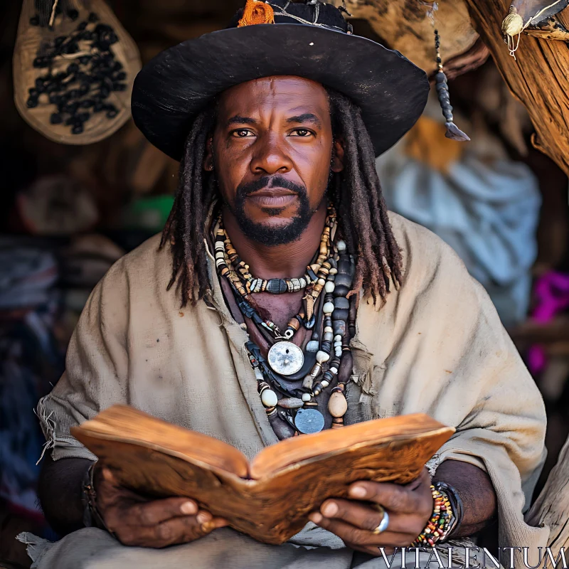 Portrait of Man with Book AI Image