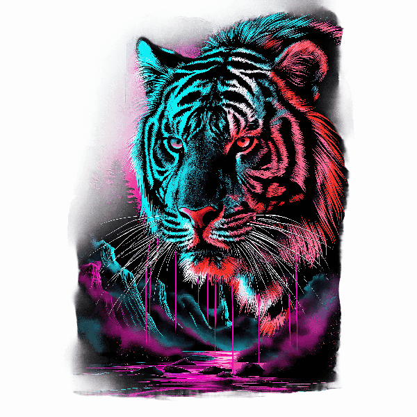 Vibrant Tiger Art Tee POD Design