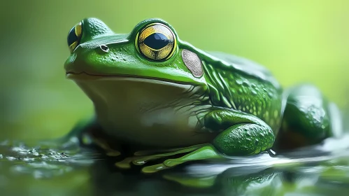 Green Frog with Golden Eyes