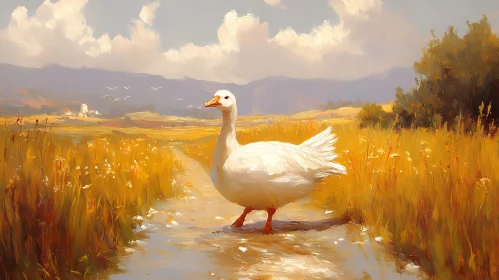 Goose in Golden Field