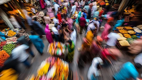 Colorful Crowd at a Busy Market