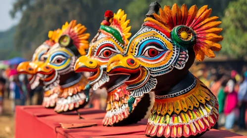 Handcrafted Bird Masks Cultural Heritage