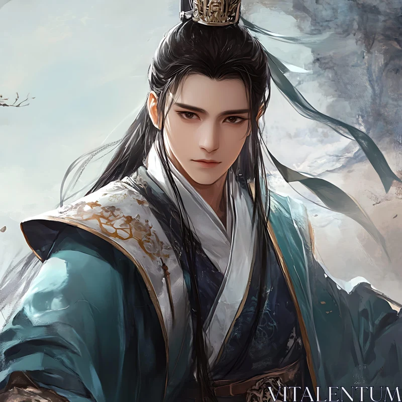 AI ART Serene Man Portrait in Traditional Dress