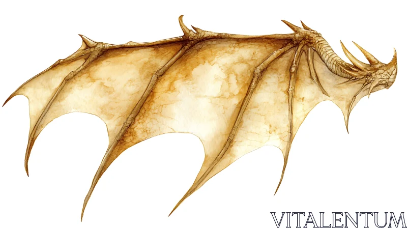 AI ART Watercolor Dragon Wing Isolated