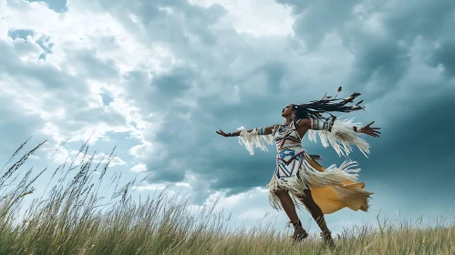 Native American Woman in Field