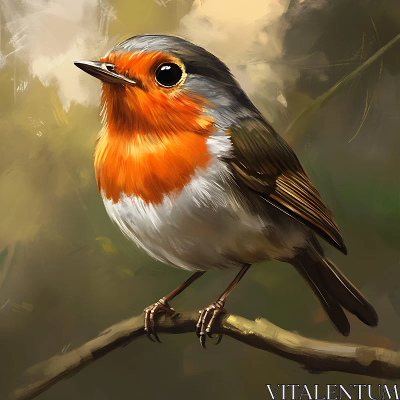 Artistic Robin on Branch AI Image