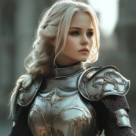 Armored Blonde Woman Warrior Portrait