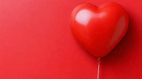 Floating Heart Balloon on Red