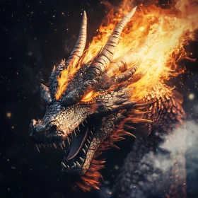 Dragon Head Ablaze With Fiery Might