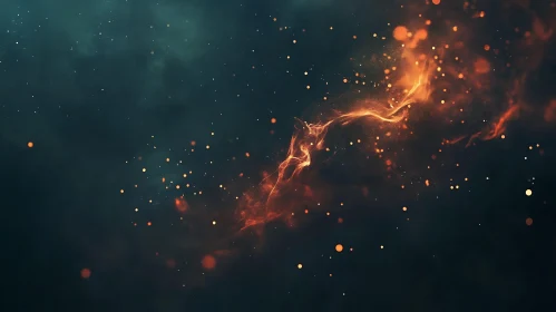 Celestial Nebula with Fiery Hues
