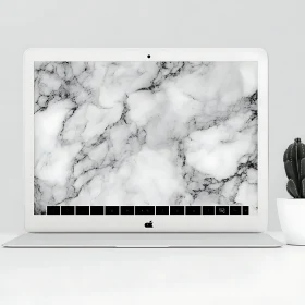 Sleek Laptop Displaying Elegant Marble Texture