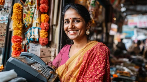 Smiling Woman in Sari