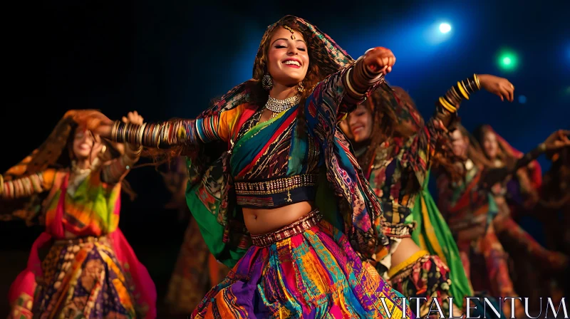 Colorful Indian Dancers in Motion AI Image