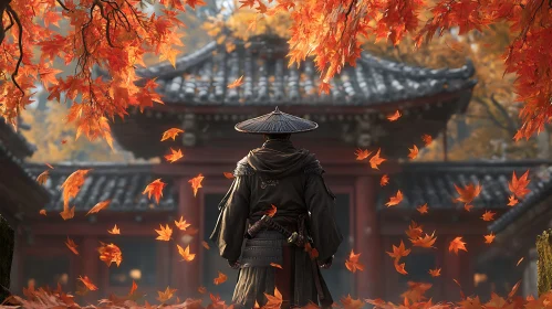 Autumn Warrior at Temple Gate