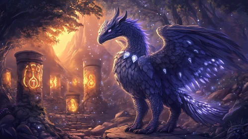 Fantasy Creature in Enchanted Setting