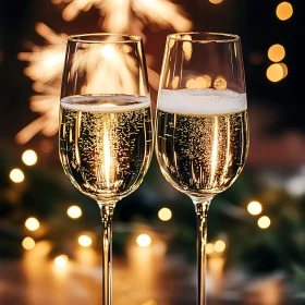 Sparkling Champagne Flutes Festive Mood