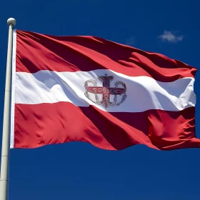 Flag with Emblem Waving in the Wind