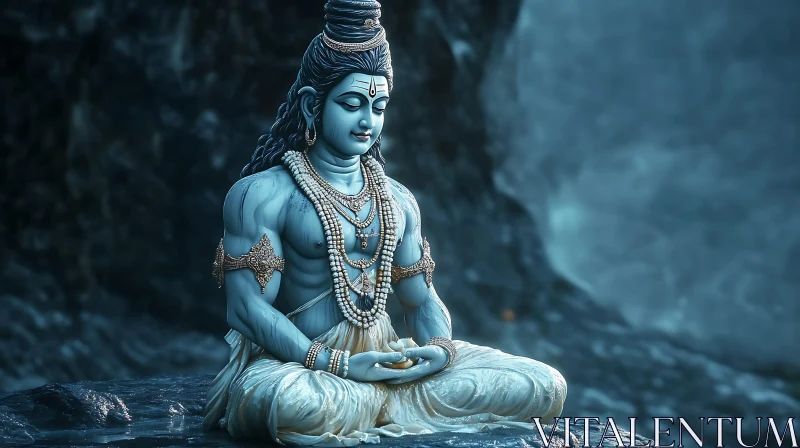 Tranquil Deity in Meditation Pose AI Image