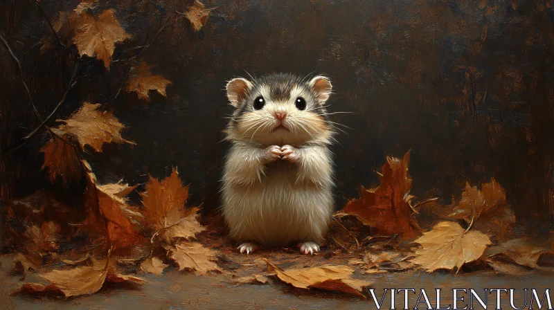 Whimsical Autumn Hamster Scene AI Image