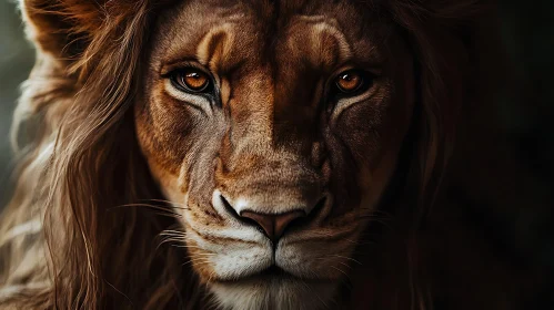 Lion's Intense Gaze