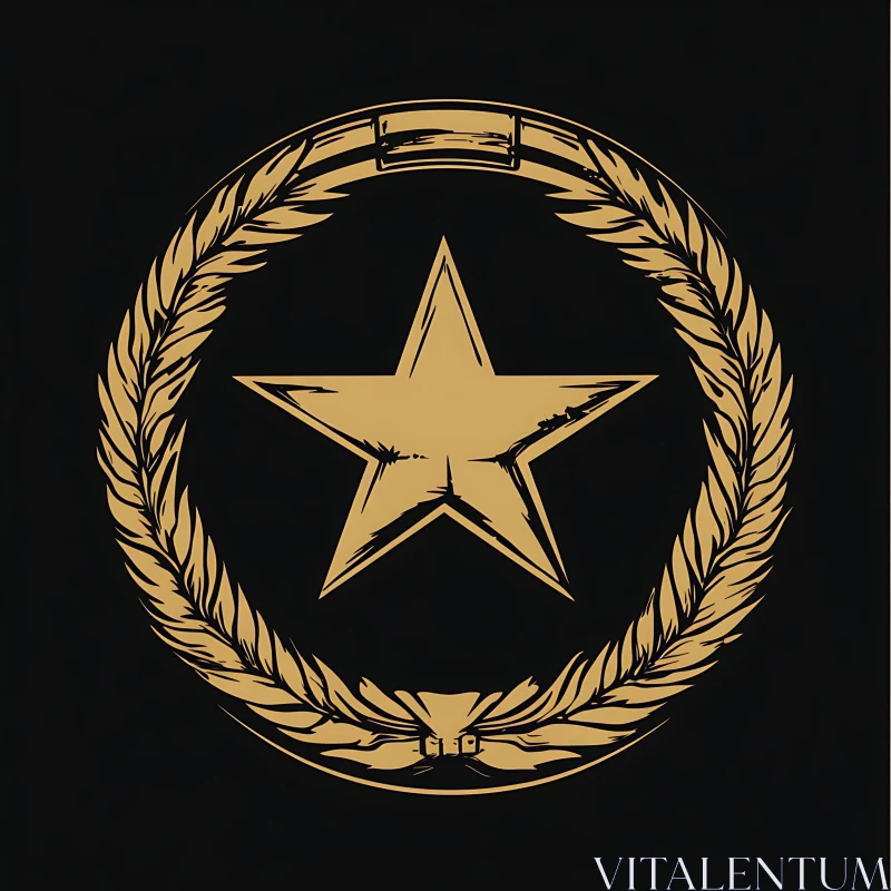 AI ART Prestigious Star and Laurel Emblem Design