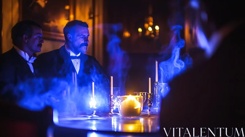 AI ART Men in Formal Wear at Candlelit Table