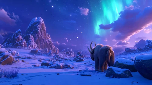 Prehistoric Creature in Arctic Landscape