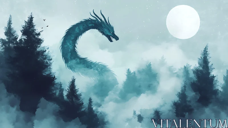 AI ART Mystical Dragon Over Forest Landscape