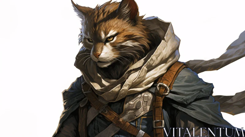 Armored Cat Warrior Illustration AI Image