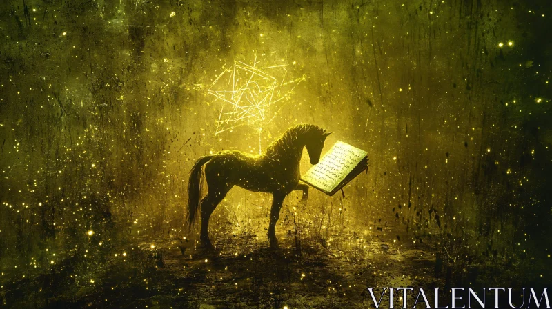 AI ART Magical Horse with Book Illustration