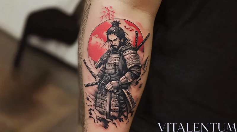 Ink Art: Samurai with Swords AI Image