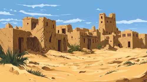 Adobe Townscape in the Desert