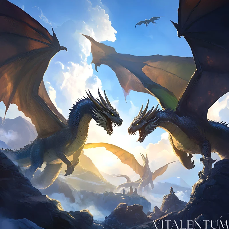 Dragons in the Sky AI Image