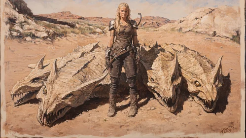 Desert Warrior with Dragon Skulls