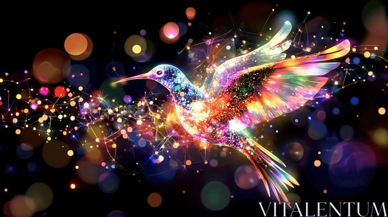 Light Infused Hummingbird Illustration AI Image