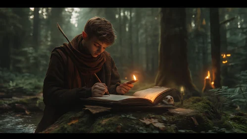 Elf Scribe Forest Writing