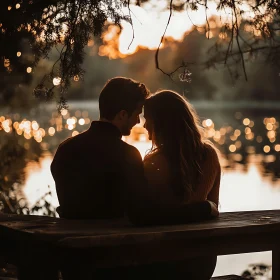 Silhouette of a Couple at Sunset